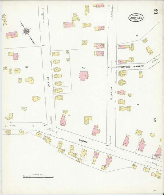 Sanborn Fire Insurance Map from Lowville, Lewis County, New York (1909), Sheet #0002 - Historic Sanborn Fire Insurance Map Print, vintage old map wall art, antique decor, genealogy gift, New York New York map