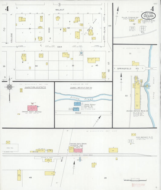 Sanborn Fire Insurance Map from Ozark, Christian County, Missouri (1930), Sheet #0004 - Historic Sanborn Fire Insurance Map Print, vintage old map wall art, antique decor, genealogy gift, Missouri Missouri map