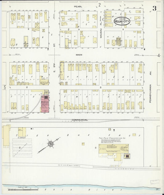 Sanborn Fire Insurance Map from Mound City, Pulaski County, Illinois (1914), Sheet #0003 - Historic Sanborn Fire Insurance Map Print, vintage old map wall art, antique decor, genealogy gift, Illinois Illinois map