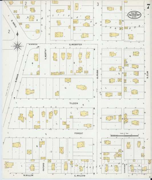 Sanborn Fire Insurance Map from Fairmont, Martin County, Minnesota (1905), Sheet #0007 - Historic Sanborn Fire Insurance Map Print, vintage old map wall art, antique decor, genealogy gift, Minnesota Minnesota map