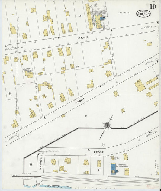 Sanborn Fire Insurance Map from Addison, Steuben County, New York (1921), Sheet #0010 - Historic Sanborn Fire Insurance Map Print, vintage old map wall art, antique decor, genealogy gift, New York New York map