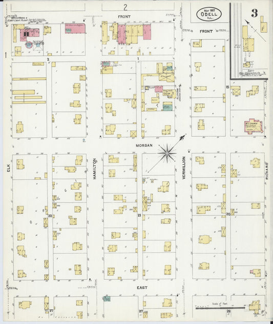 Sanborn Fire Insurance Map from Odell, Livingston County, Illinois (1907), Sheet #0003 - Historic Sanborn Fire Insurance Map Print, vintage old map wall art, antique decor, genealogy gift, Illinois Illinois map