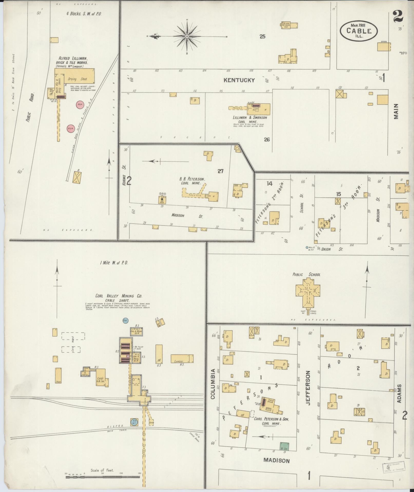 Sanborn Fire Insurance Map from Cable, Mercer County, Illinois (1901), Sheet #0002 - Complete Map Set gallery image, historic Sanborn map, vintage wall art, Illinois Illinois