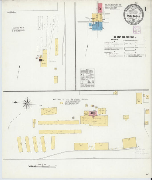 Sanborn Fire Insurance Map from Greenfield, Weakley County, Tennessee (1905), Sheet #0001 - Historic Sanborn Fire Insurance Map Print, vintage old map wall art, antique decor, genealogy gift, Tennessee Tennessee map