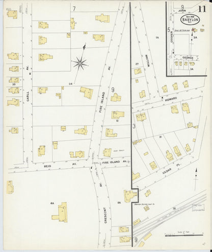 Sanborn Fire Insurance Map from Babylon, Suffolk County, New York (1908), Sheet #0011 - Complete Map Set gallery image, historic Sanborn map, vintage wall art, New York New York
