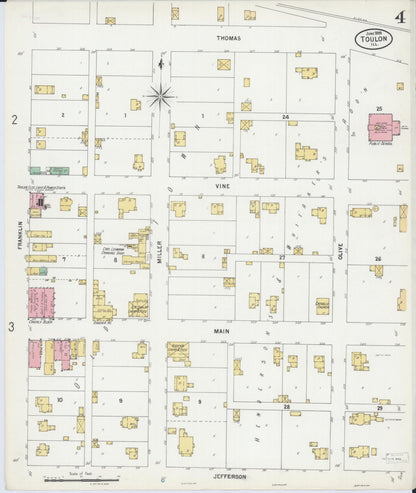 Sanborn Fire Insurance Map from Toulon, Stark County, Illinois (1899), Sheet #0004 - Complete Map Set gallery image, historic Sanborn map, vintage wall art, Illinois Illinois