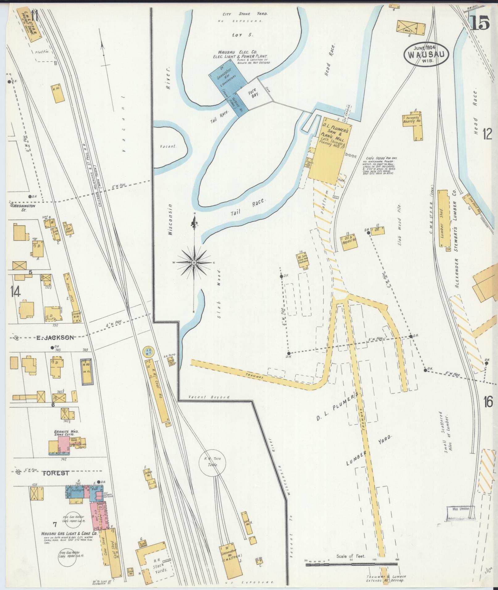 Sanborn Fire Insurance Map from Wausau, Marathon County, Wisconsin (1904), Sheet #0015 - Complete Map Set gallery image, historic Sanborn map, vintage wall art, Wisconsin Wisconsin