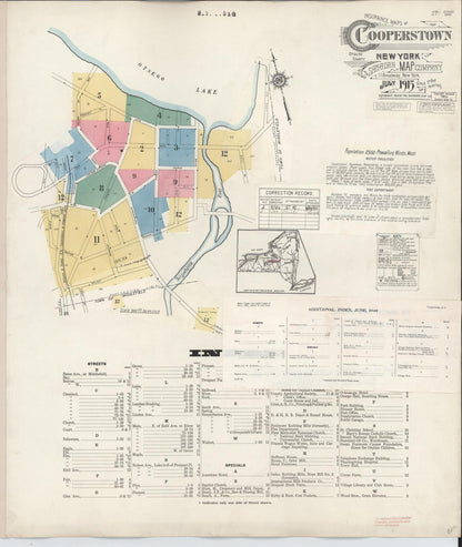 Sanborn Fire Insurance Map from Cooperstown, Otsego County, New York (1949), Sheet #0001 - Historic Sanborn Fire Insurance Map Print, vintage old map wall art, antique decor, genealogy gift, New York New York map