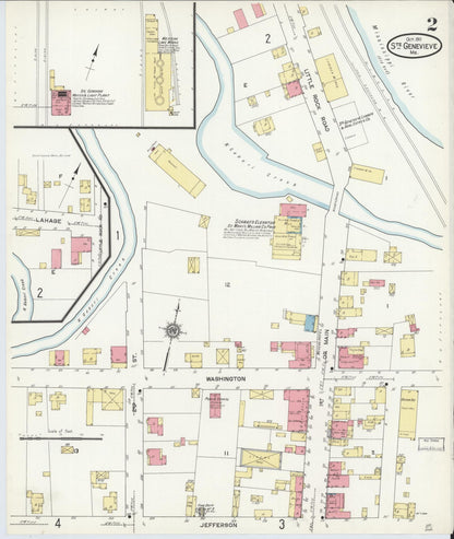 Sanborn Fire Insurance Map from Sainte Genevieve, Saint Genevieve County, Missouri (1911), Sheet #0002 - Complete Map Set gallery image, historic Sanborn map, vintage wall art, Missouri Missouri