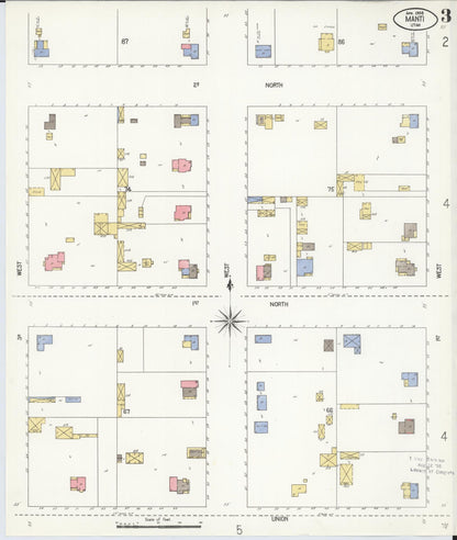 Sanborn Fire Insurance Map from Manti, Sanpete County, Utah (1908), Sheet #0003 - Complete Map Set gallery image, historic Sanborn map, vintage wall art, Utah Utah