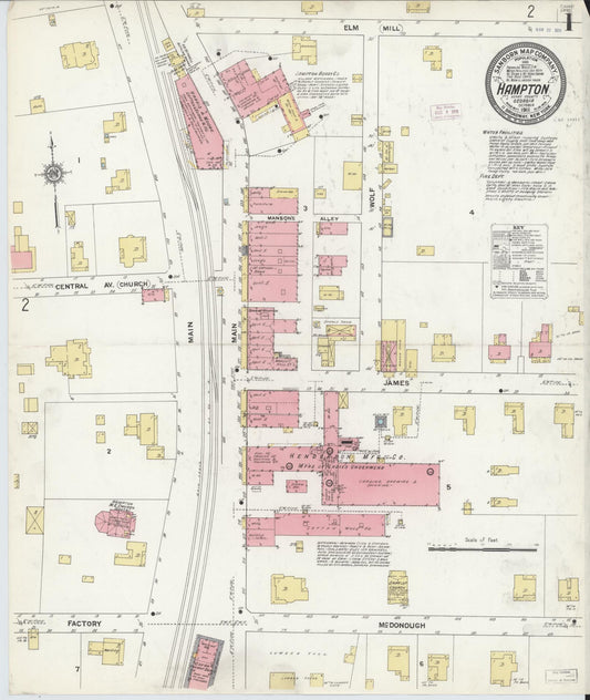 Sanborn Fire Insurance Map from Hampton, Henry County, Georgia (1911), Sheet #0001 - Complete Map Set gallery image, historic Sanborn map, vintage wall art, Georgia Georgia