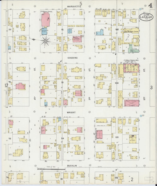 Sanborn Fire Insurance Map from La Salle, La Salle County, Illinois (1898), Sheet #0004 - Historic Sanborn Fire Insurance Map Print, vintage old map wall art, antique decor, genealogy gift, Illinois Illinois map