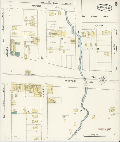 Sanborn Fire Insurance Map from East Berkeley, Alameda County, California (1890), Sheet #0003 - Complete Map Set gallery image, historic Sanborn map, vintage wall art, California California