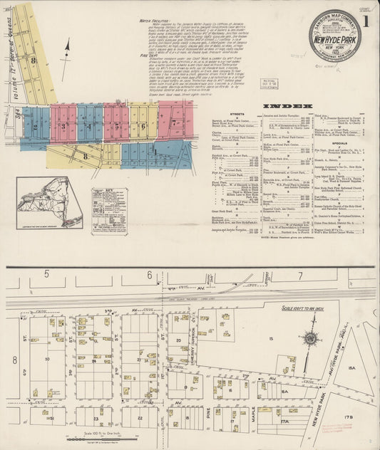 Sanborn Fire Insurance Map from New Hyde Park, Nassau County, New York (1922), Sheet #0001 - Complete Map Set gallery image, historic Sanborn map, vintage wall art, New York New York