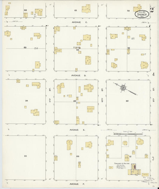 Sanborn Fire Insurance Map from Shiner, Lavaca County, Texas (1912), Sheet #0002 - Historic Sanborn Fire Insurance Map Print, vintage old map wall art, antique decor, genealogy gift, Texas Texas map