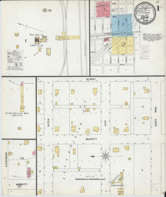 Sanborn Fire Insurance Map from Odin, Marion County, Illinois (1899), Sheet #0001 - Historic Sanborn Fire Insurance Map Print, vintage old map wall art, antique decor, genealogy gift, Illinois Illinois map