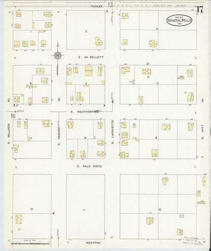 Sanborn Fire Insurance Map from Mineral Wells, Palo Pinto County, Texas (1912), Sheet #0017 - Complete Map Set gallery image, historic Sanborn map, vintage wall art, Texas Texas