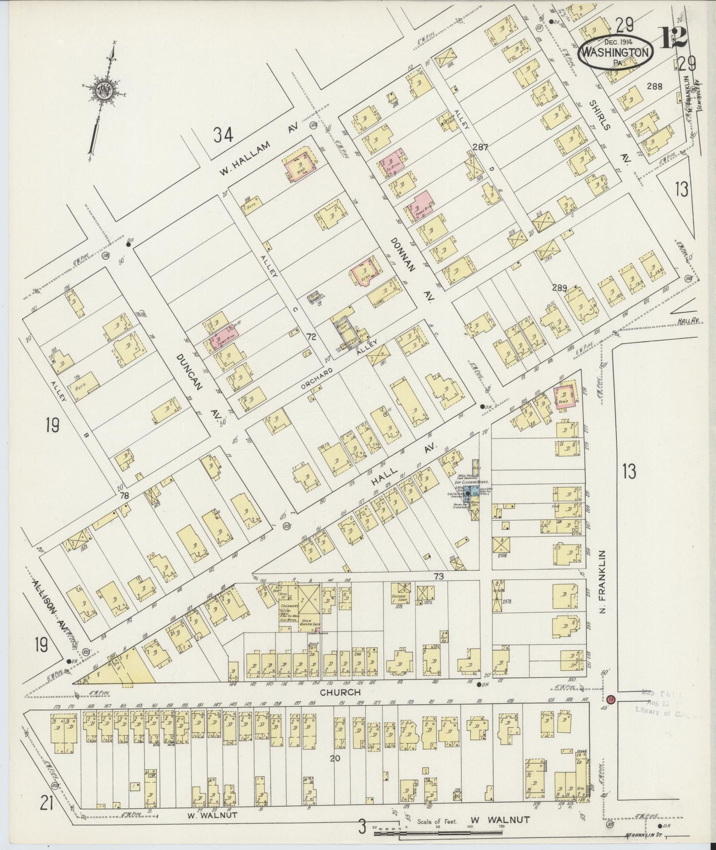 Sanborn Fire Insurance Map from Washington, Washington County, Pennsylvania (1914), Sheet #0012 - Complete Map Set gallery image, historic Sanborn map, vintage wall art, Sanborn Fire Insurance Map from Washington Washington