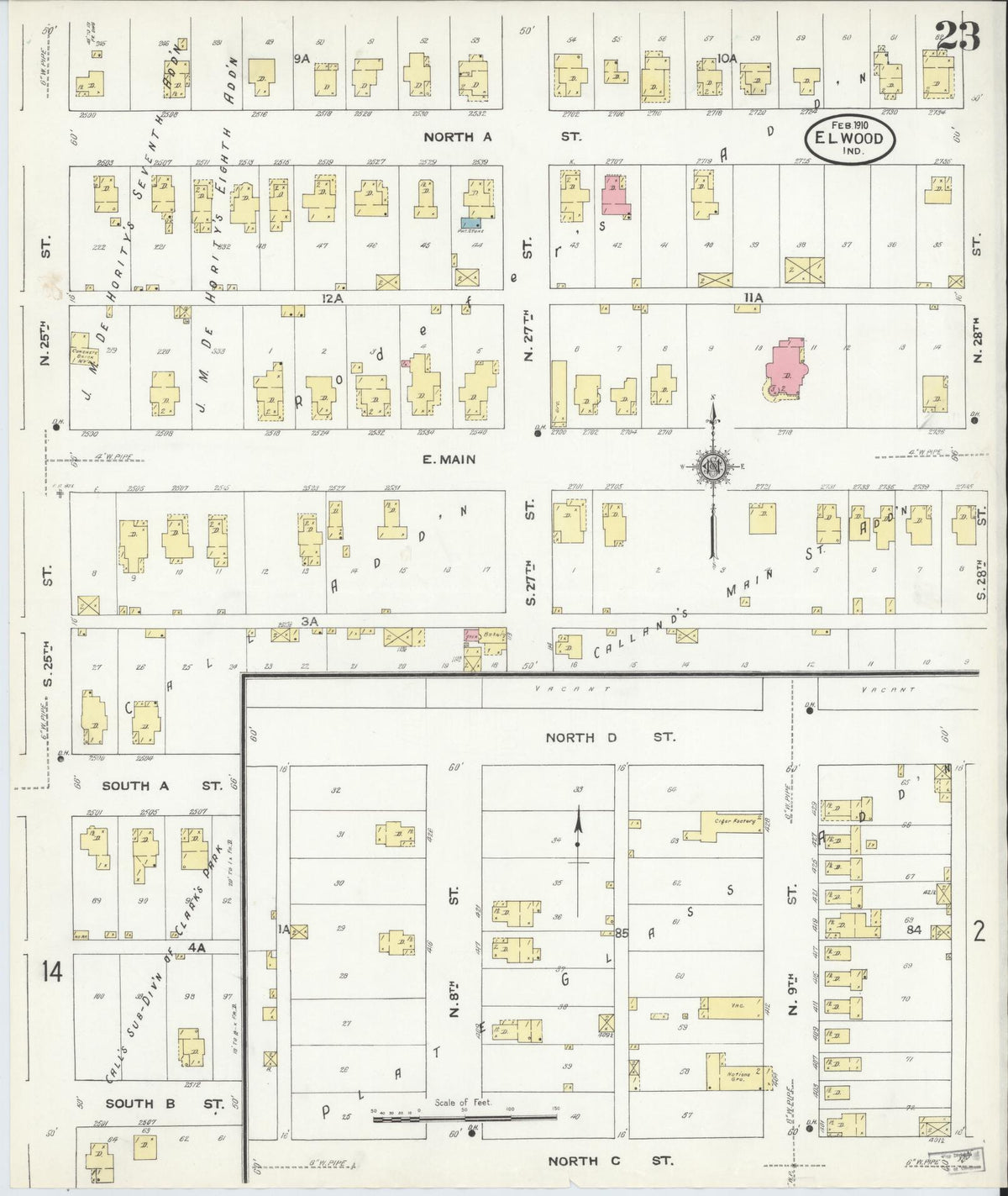Sanborn Fire Insurance Map from Elwood, Madison County, Indiana (1910), Sheet #0023 - Historic Sanborn Fire Insurance Map Print, vintage old map wall art, antique decor, genealogy gift, Indiana Indiana map