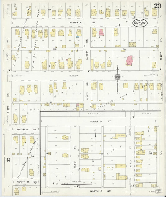 Sanborn Fire Insurance Map from Elwood, Madison County, Indiana (1910), Sheet #0023 - Historic Sanborn Fire Insurance Map Print, vintage old map wall art, antique decor, genealogy gift, Indiana Indiana map