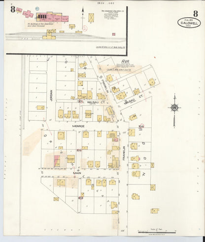 Sanborn Fire Insurance Map from Caldwell, Noble County, Ohio (1932), Sheet #0008 - Historic Sanborn Fire Insurance Map Print, vintage old map wall art, antique decor, genealogy gift, Ohio Ohio map
