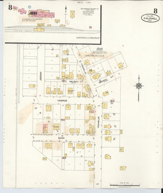 Sanborn Fire Insurance Map from Caldwell, Noble County, Ohio (1932), Sheet #0008 - Historic Sanborn Fire Insurance Map Print, vintage old map wall art, antique decor, genealogy gift, Ohio Ohio map