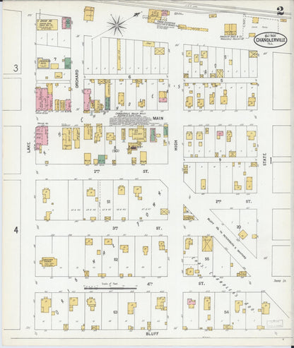 Sanborn Fire Insurance Map from Chandlerville, Cass County, Illinois (1900), Sheet #0002 - Historic Sanborn Fire Insurance Map Print, vintage old map wall art, antique decor, genealogy gift, Illinois Illinois map