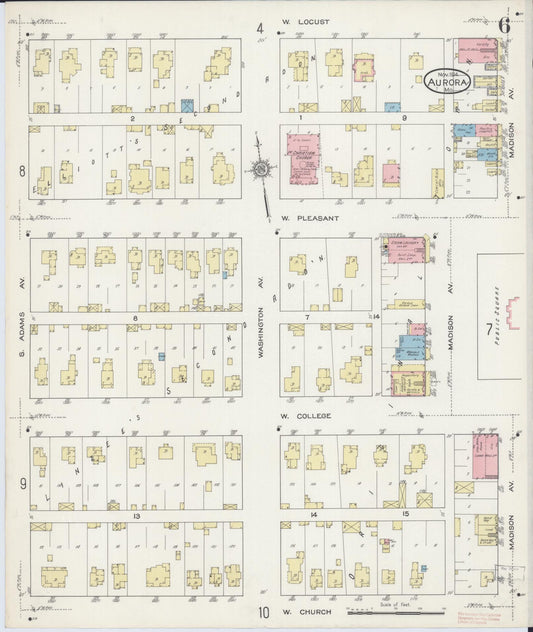 Sanborn Fire Insurance Map from Aurora, Lawrence County, Missouri (1914), Sheet #0006 - Historic Sanborn Fire Insurance Map Print, vintage old map wall art, antique decor, genealogy gift, Missouri Missouri map