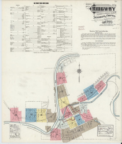 Sanborn Fire Insurance Map from Ridgway, Elk County, Pennsylvania (1915), Sheet #0001 - Complete Map Set gallery image, historic Sanborn map, vintage wall art, Pennsylvania Pennsylvania
