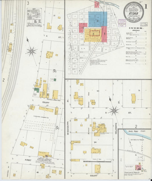Sanborn Fire Insurance Map from Atoka, Atoka County, Oklahoma. (1904) – Historic Sanborn Fire Insurance Map Print