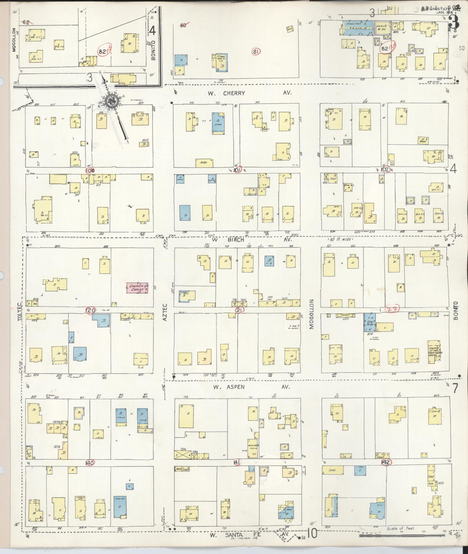 Sanborn Fire Insurance Map from Flagstaff, Coconino County, Arizona (1948), Sheet #0003 - Complete Map Set gallery image, historic Sanborn map, vintage wall art, Arizona Arizona