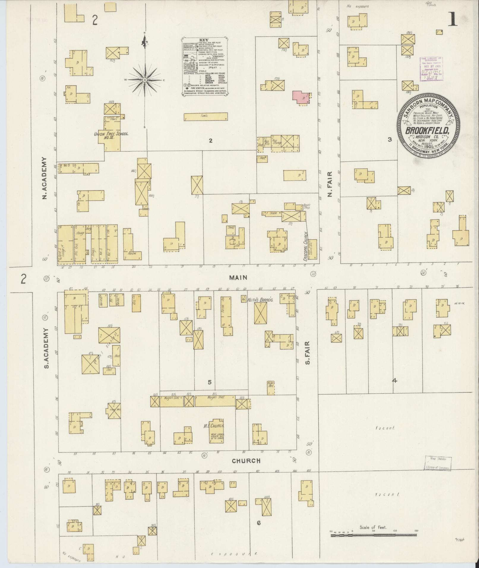 Sanborn Fire Insurance Map from Brookfield, Madison County, New York. (1905) – Historic Sanborn Fire Insurance Map Print