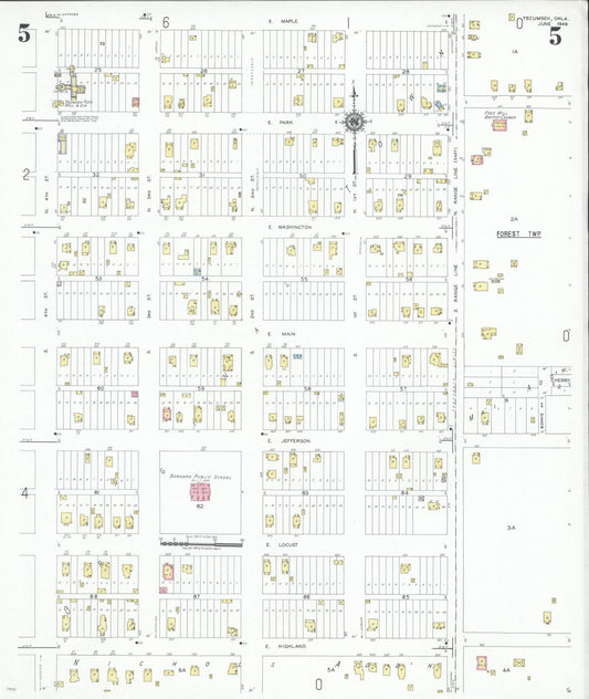 Sanborn Fire Insurance Map from Tecumseh, Pottawatomie County, Oklahoma (1949), Sheet #0005 - Historic Sanborn Fire Insurance Map Print, vintage old map wall art, antique decor, genealogy gift, Oklahoma Oklahoma map