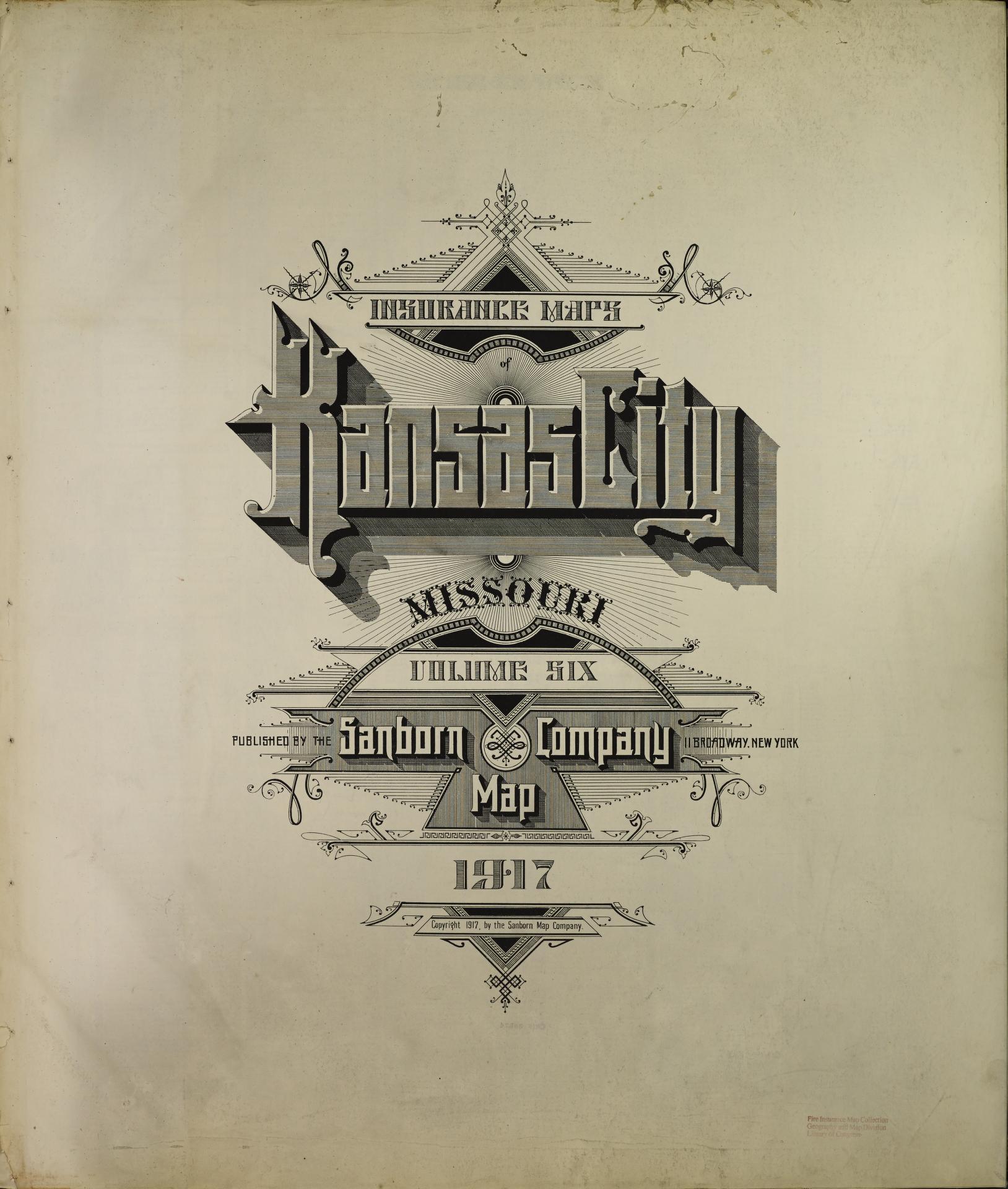 Sanborn Fire Insurance Map from Kansas City, Jackson, Clay, And Platte Counties, Missouri (1917), Sheet #0001 - Historic Sanborn Fire Insurance Map Print, vintage old map wall art, antique decor, genealogy gift, Kansas Kansas map