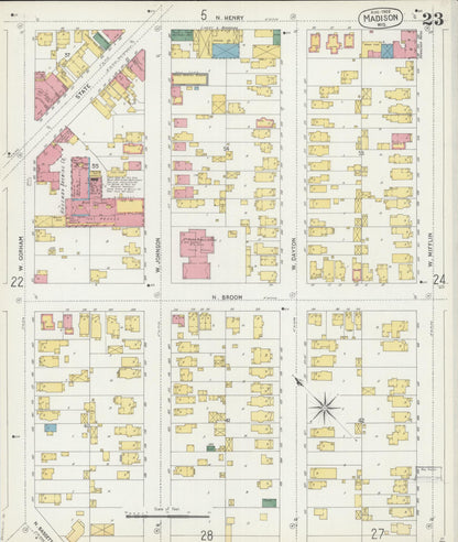 Sanborn Fire Insurance Map from Madison, Dane County, Wisconsin (1902), Sheet #0023 - Complete Map Set gallery image, historic Sanborn map, vintage wall art, Wisconsin Wisconsin