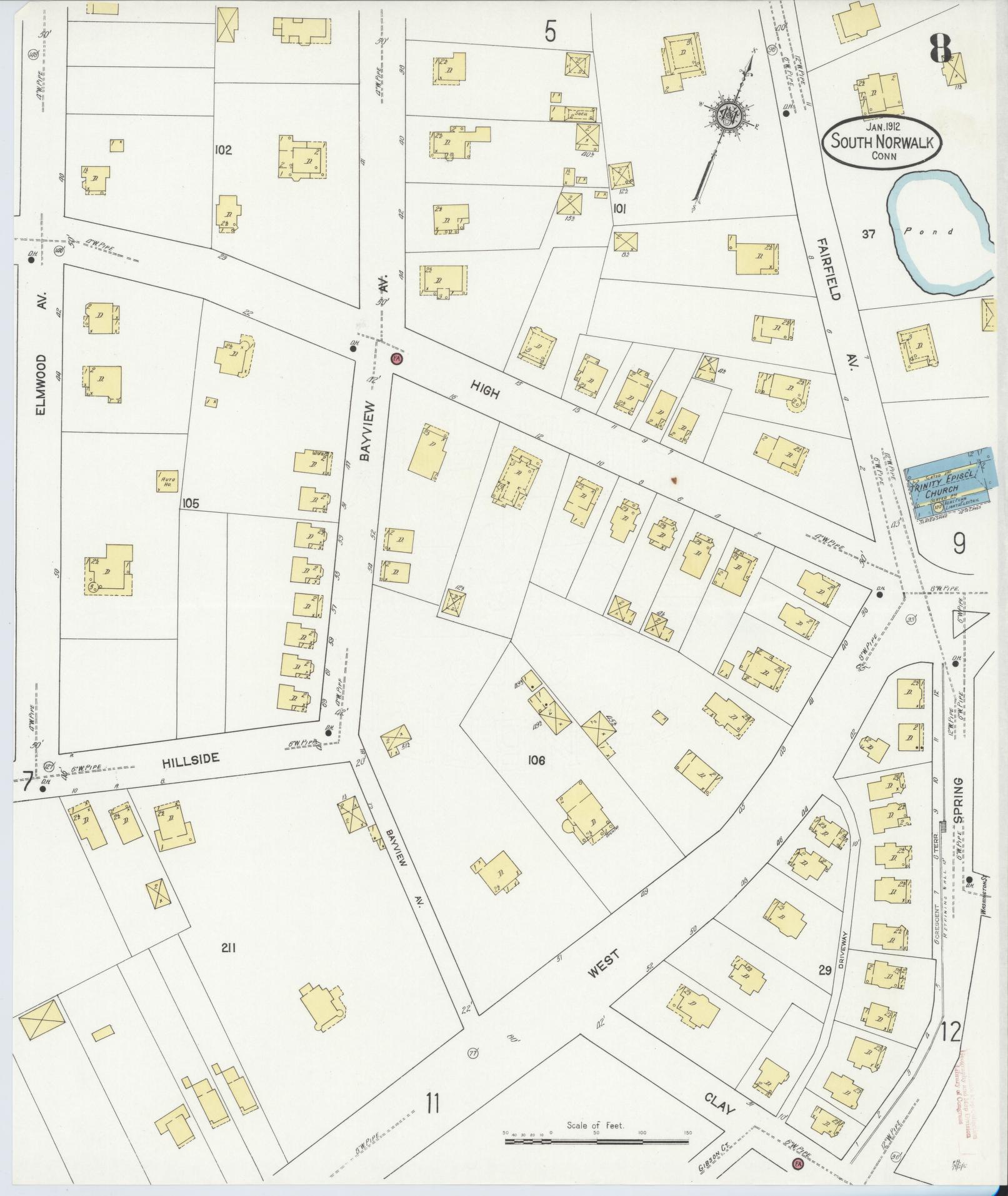 Sanborn Fire Insurance Map from South Norwalk, Fairfield County, Connecticut (1912), Sheet #0008 - Complete Map Set gallery image, historic Sanborn map, vintage wall art, Connecticut Connecticut