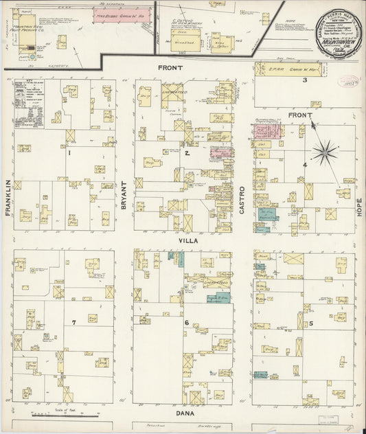 Sanborn Fire Insurance Map from Mountain View, Santa Clara County, California (1891), Sheet #0001 - Historic Sanborn Fire Insurance Map Print, vintage old map wall art, antique decor, genealogy gift, California California map