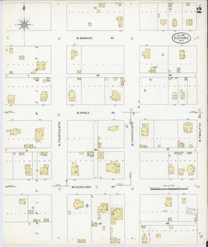 Sanborn Fire Insurance Map from Guthrie, Logan County, Oklahoma (1908), Sheet #0002 - Complete Map Set gallery image, historic Sanborn map, vintage wall art, Oklahoma Oklahoma