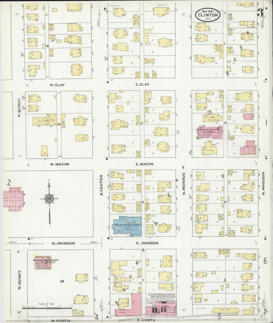 Sanborn Fire Insurance Map from Clinton, De Witt County, Illinois (1910), Sheet #0003 - Historic Sanborn Fire Insurance Map Print, vintage old map wall art, antique decor, genealogy gift, Illinois Illinois map
