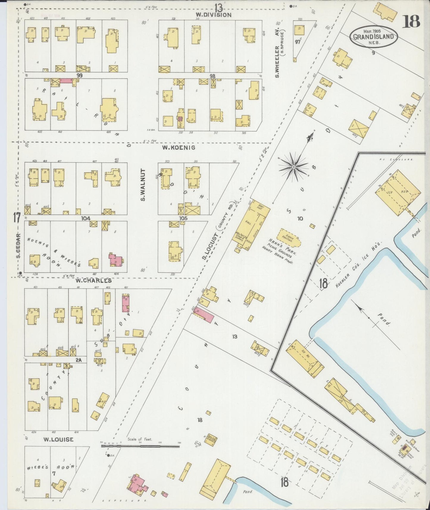 Sanborn Fire Insurance Map from Grand Island, Hall County, Nebraska (1905), Sheet #0018 - Complete Map Set gallery image, historic Sanborn map, vintage wall art, Nebraska Nebraska