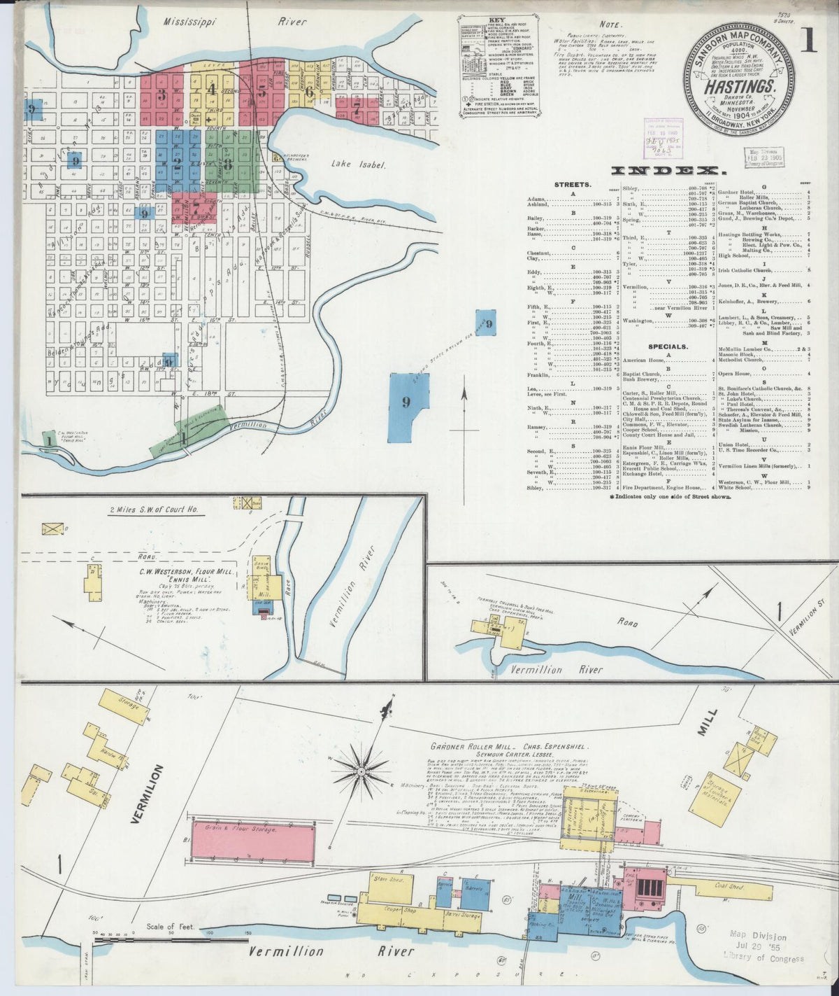 Sanborn Fire Insurance Map from Hastings, Dakota County, Minnesota (1904), Sheet #0001 - Complete Map Set gallery image, historic Sanborn map, vintage wall art, Minnesota Minnesota