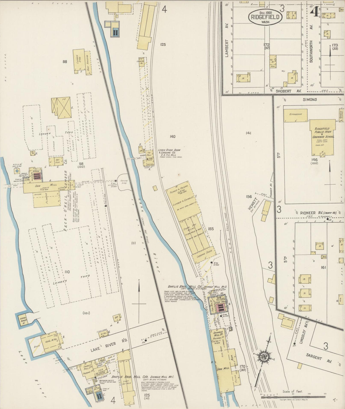 Sanborn Fire Insurance Map from Ridgefield, Clark County, Washington (1920), Sheet #0005 - Historic Sanborn Fire Insurance Map Print, vintage old map wall art, antique decor, genealogy gift, Washington Washington map