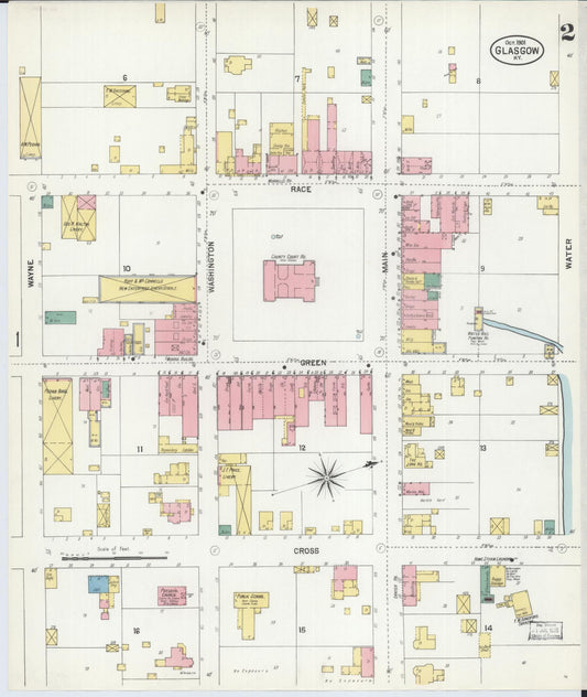 Sanborn Fire Insurance Map from Glasgow, Barren County, Kentucky (1901), Sheet #0002 - Historic Sanborn Fire Insurance Map Print, vintage old map wall art, antique decor, genealogy gift, Kentucky Kentucky map
