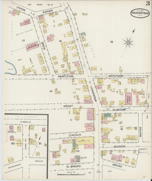 Sanborn Fire Insurance Map from Haverstraw, Rockland County, New York (1887), Sheet #0003 - Historic Sanborn Fire Insurance Map Print, vintage old map wall art, antique decor, genealogy gift, New York New York map