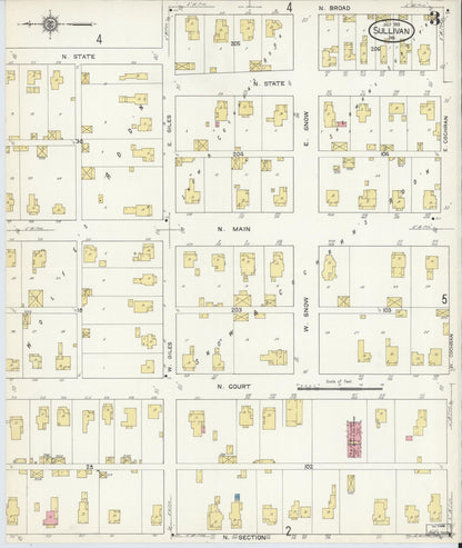 Sanborn Fire Insurance Map from Sullivan, Sullivan County, Indiana (1913), Sheet #0003 - Complete Map Set gallery image, historic Sanborn map, vintage wall art, Indiana Indiana