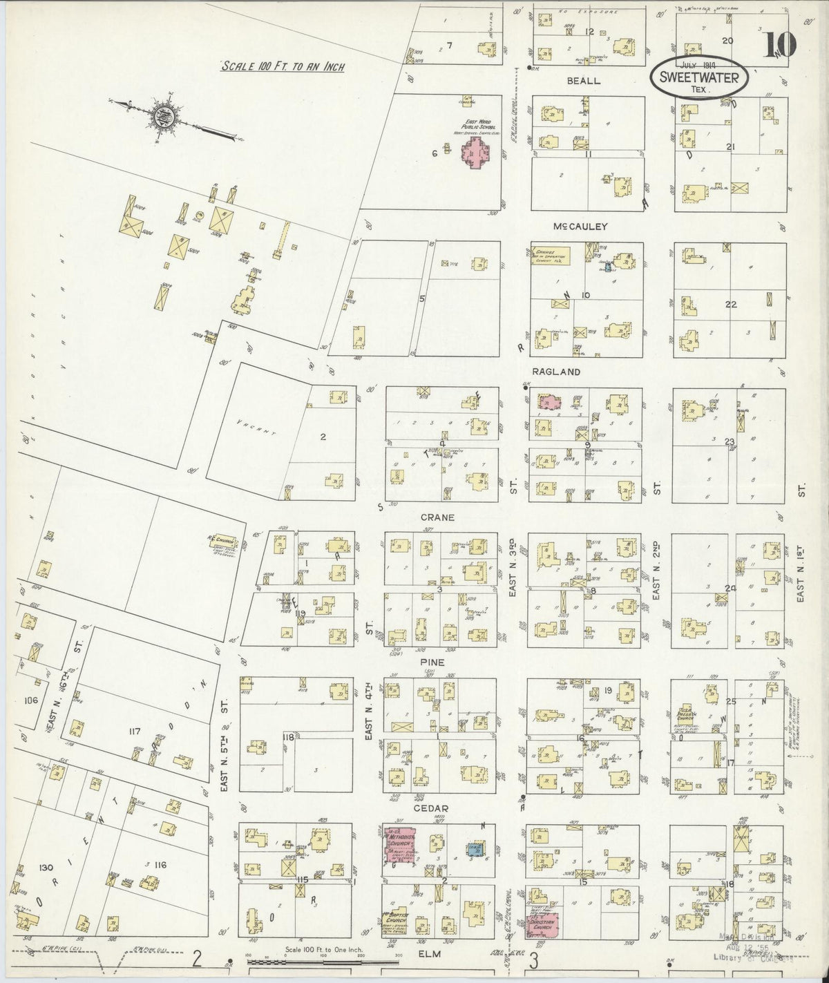 Sanborn Fire Insurance Map from Sweetwater, Nolan County, Texas (1914), Sheet #0010 - Complete Map Set gallery image, historic Sanborn map, vintage wall art, Texas Texas