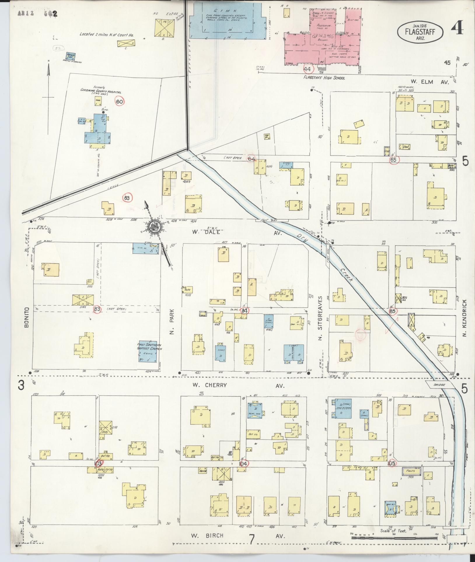 Sanborn Fire Insurance Map from Flagstaff, Coconino County, Arizona (1948), Sheet #0004 - Complete Map Set gallery image, historic Sanborn map, vintage wall art, Arizona Arizona