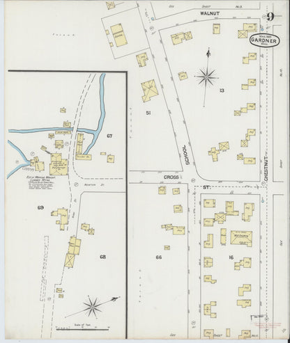 Sanborn Fire Insurance Map from Gardner, Worcester County, Massachusetts (1889), Sheet #0009 - Complete Map Set gallery image, historic Sanborn map, vintage wall art, Massachusetts Massachusetts
