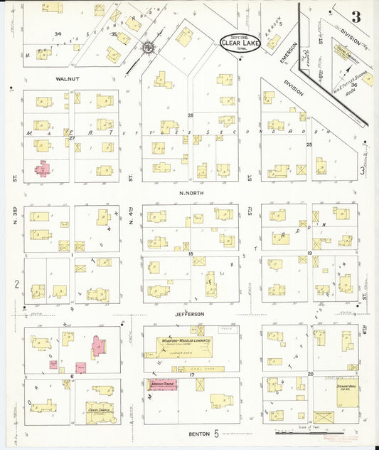 Sanborn Fire Insurance Map from Clear Lake, Cerro Gordo County, Iowa (1916), Sheet #0003 - Historic Sanborn Fire Insurance Map Print, vintage old map wall art