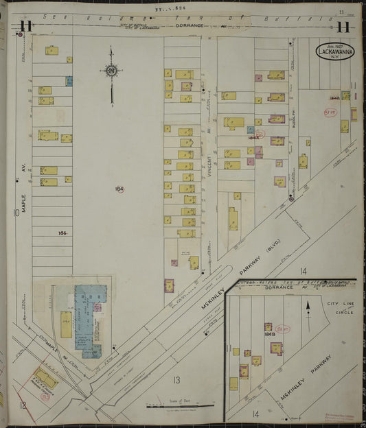 Sanborn Fire Insurance Map from Lackawanna, Erie County, New York (1950), Sheet #0011 - Historic Sanborn Fire Insurance Map Print, vintage old map wall art, antique decor, genealogy gift, New York New York map